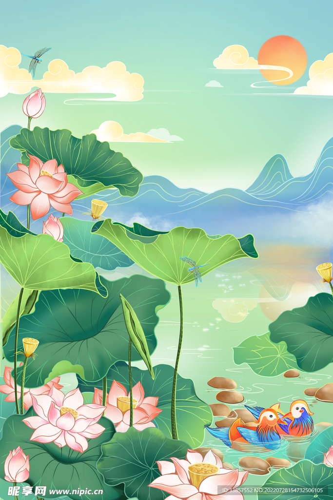 荷花海报          
