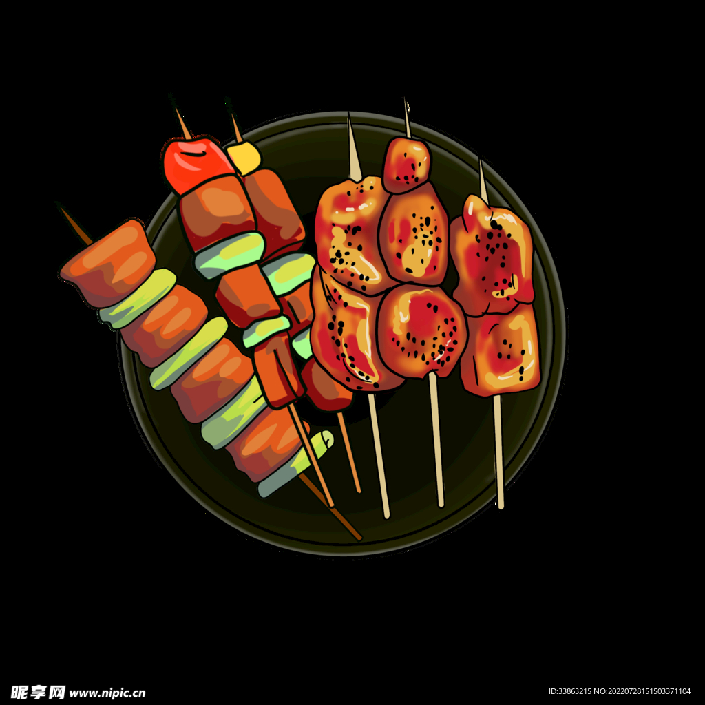 烧烤肉串插画素材
