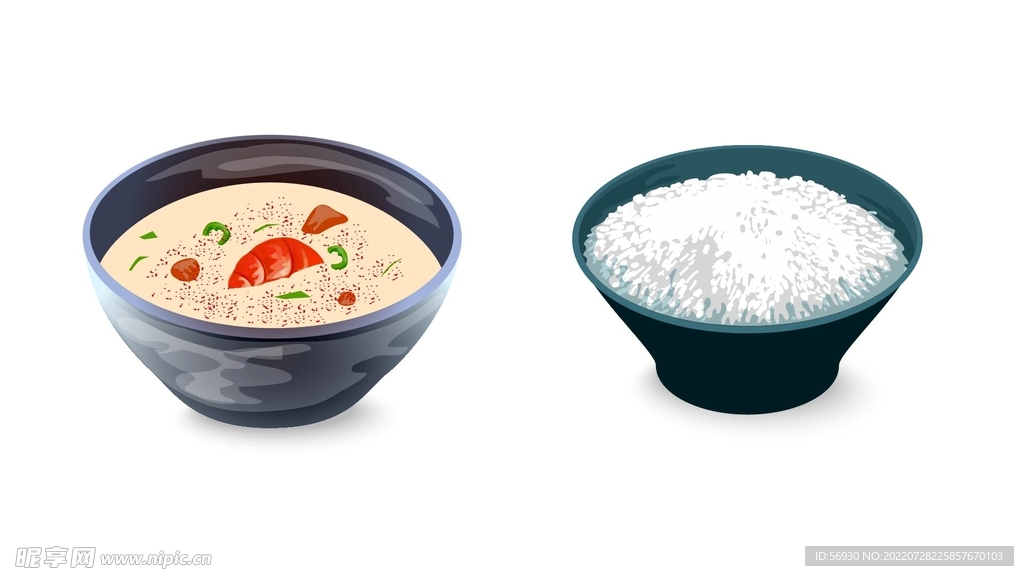 米饭浓汤美食插画