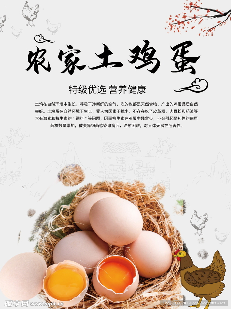 土鸡蛋美食海报