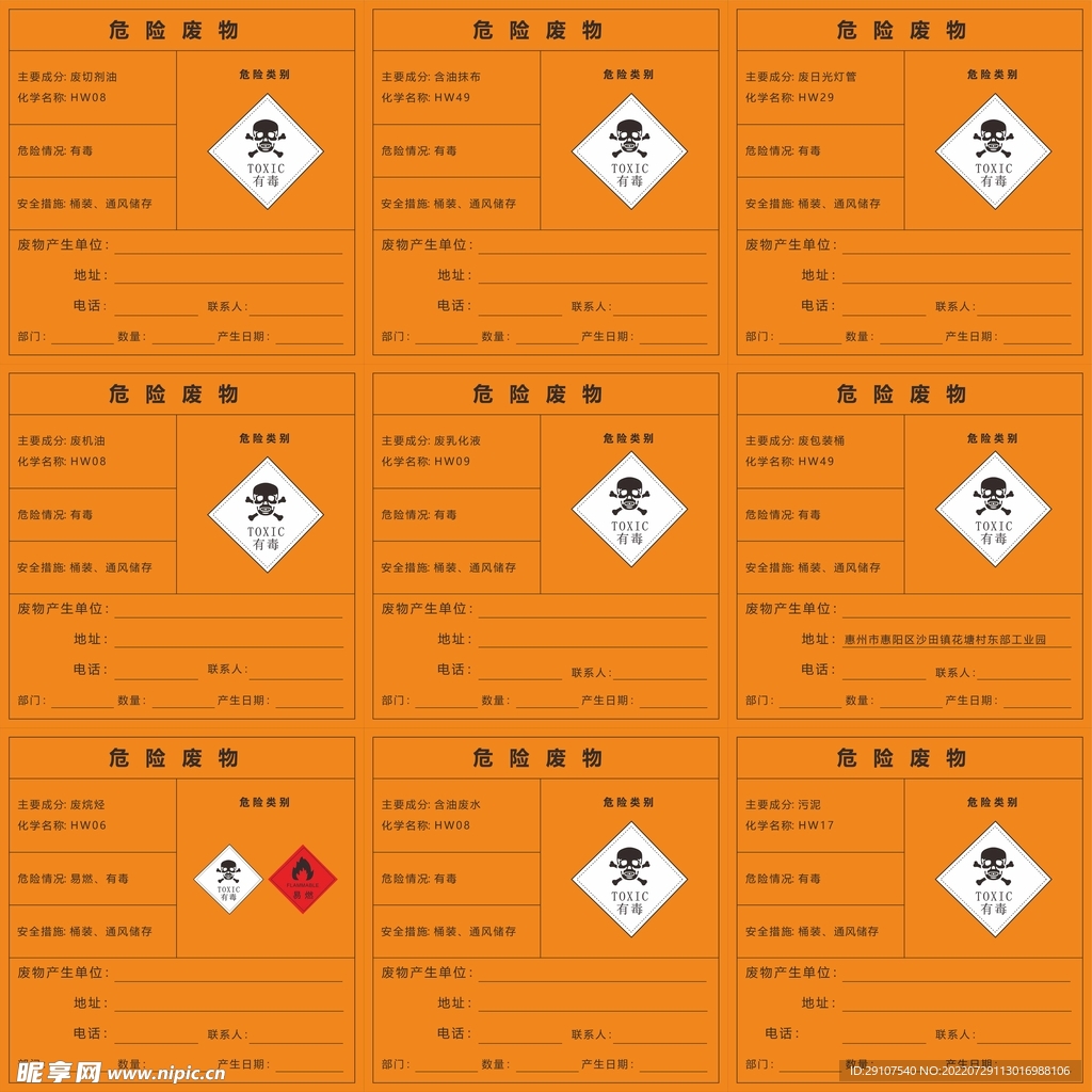 危险废物分类标签