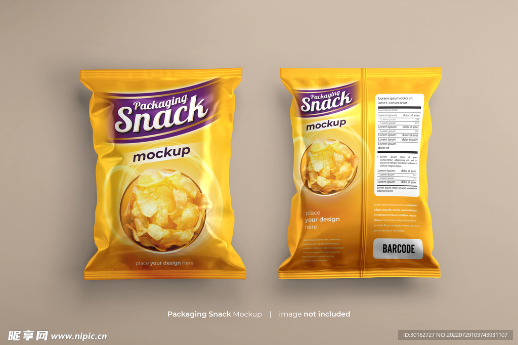 膨化食品包装样机效果图智能贴图