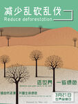 减少乱砍乱伐保护森林公益海报