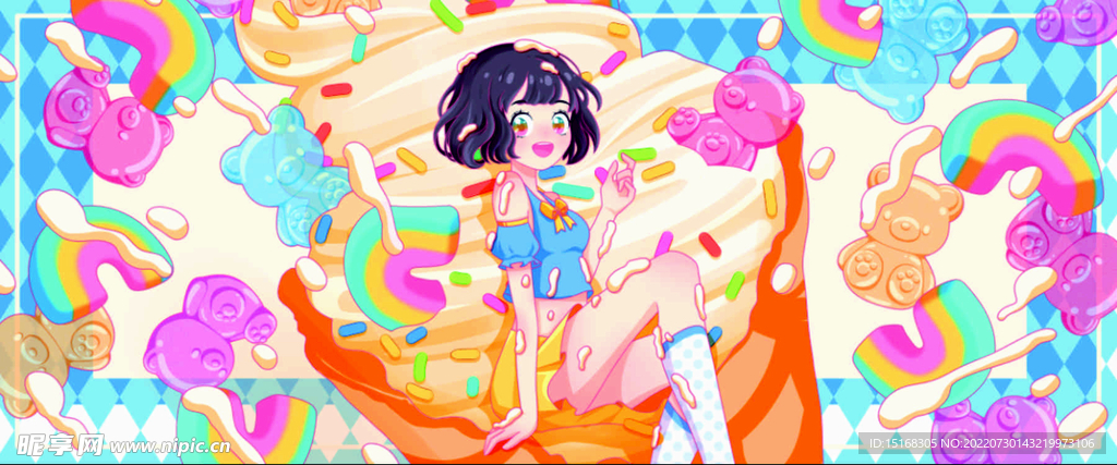 冰淇淋女孩系列插画banner