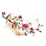 中式水墨花草绘画