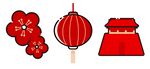 红色梅灯和灯笼