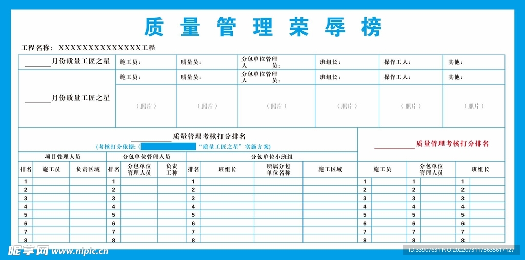 质量管理荣辱榜