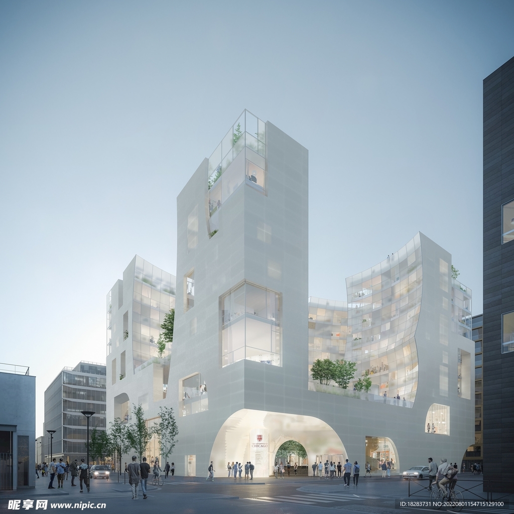 法国巴黎大学  白色住宅建筑 