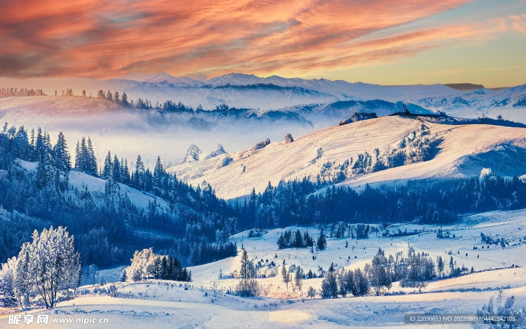 唯美冬季雪山雪景