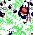 熊猫 矢量 吃竹子