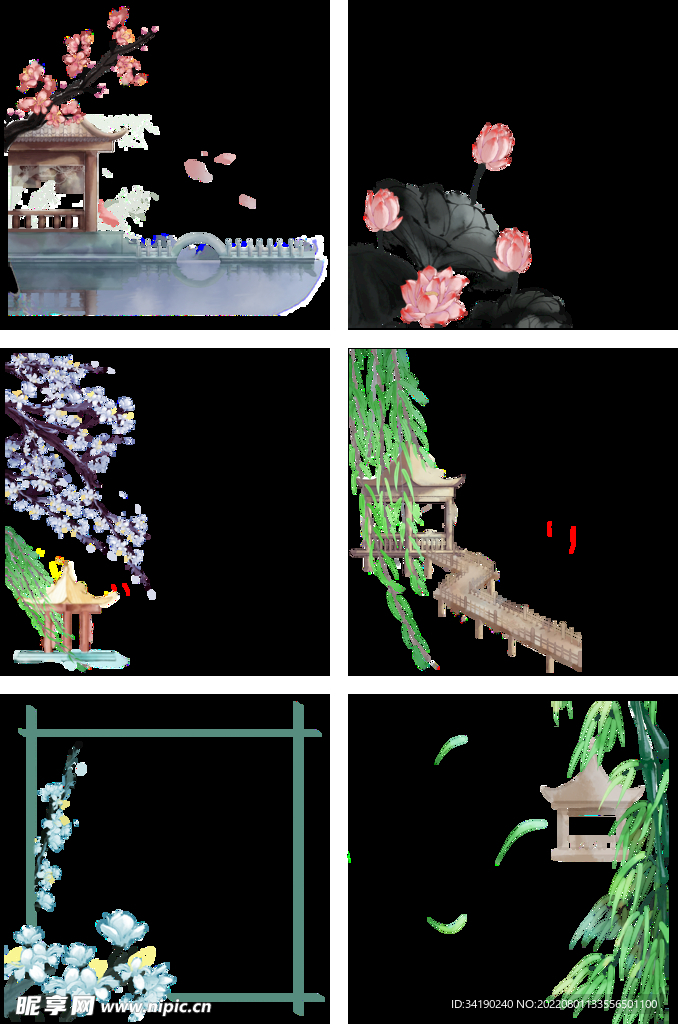 中国风古风园林水墨边框合集