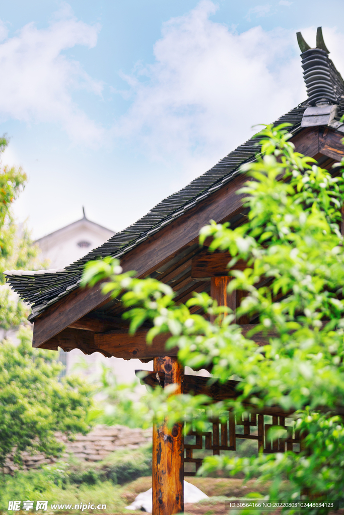 户外春季旅游复古凉亭建筑