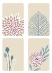 扁平风格手绘花卉植物图案标签