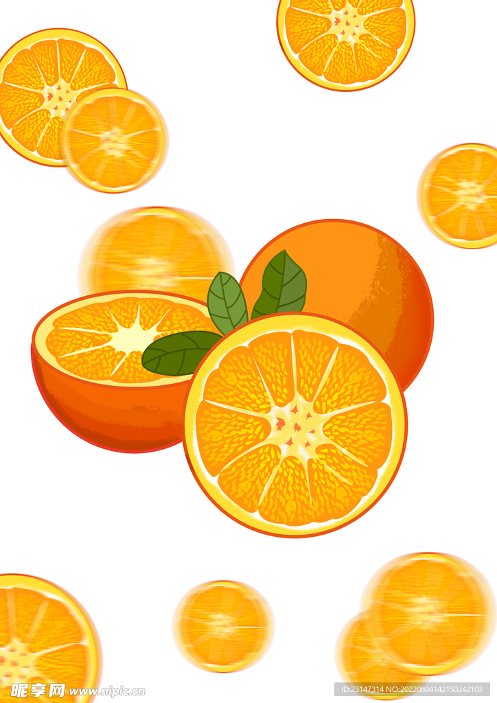 手绘维C水果橘子插画