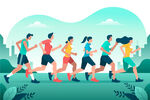 跑步健身马拉松创意人物插画