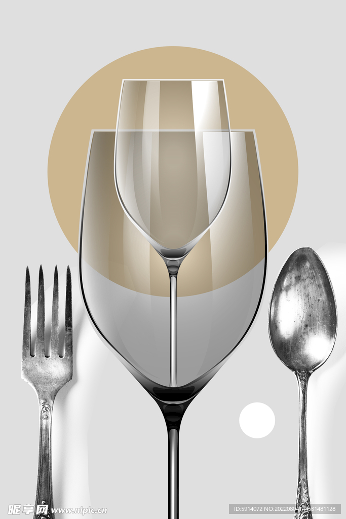 轻奢装饰画 红酒杯 三联画