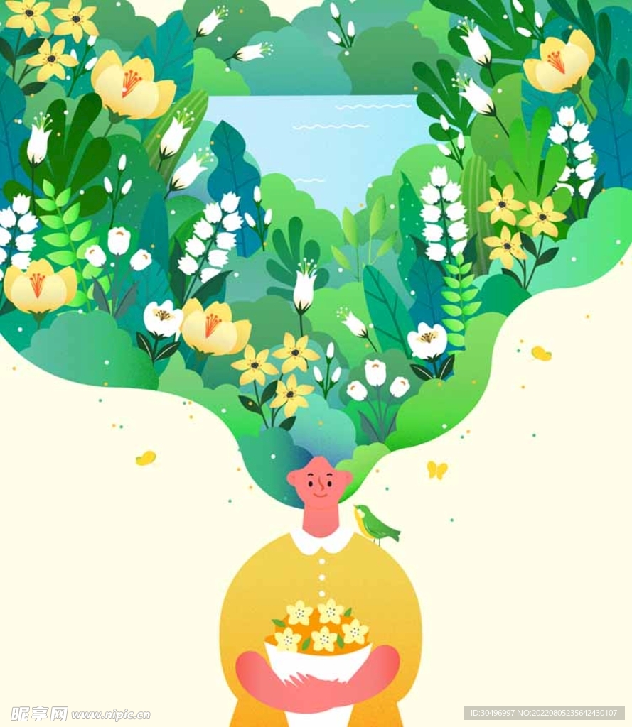 春天插画海报
