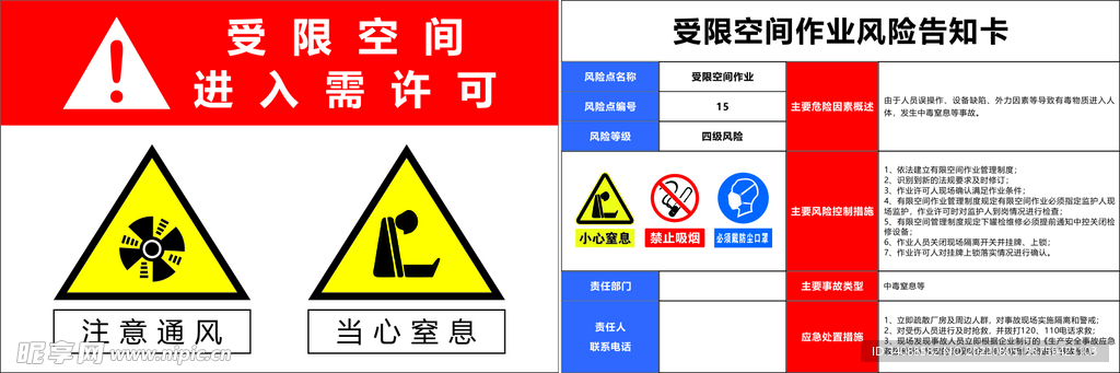 受限空间告知卡