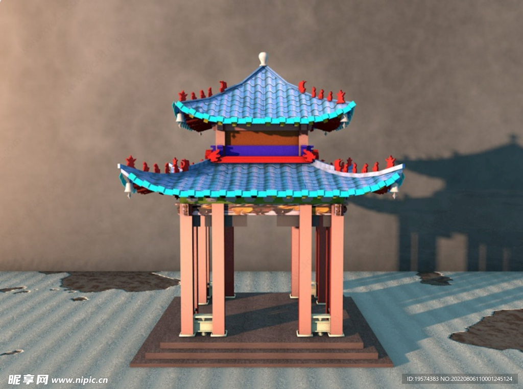 C4D模型亭子