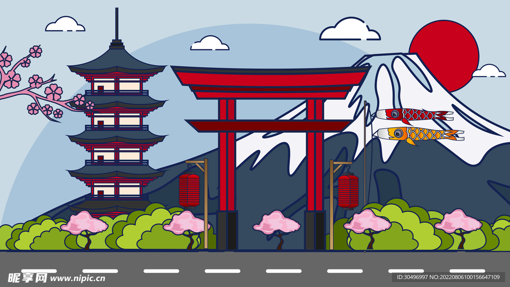 城市地标建筑插画手绘