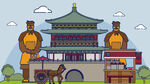 城市地标建筑插画手绘
