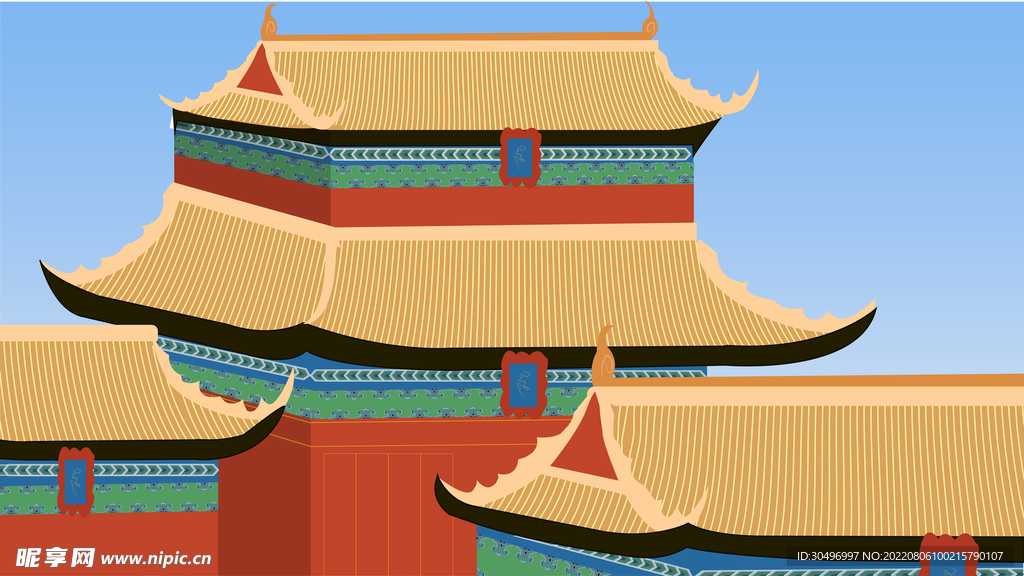 城市地标建筑插画手绘