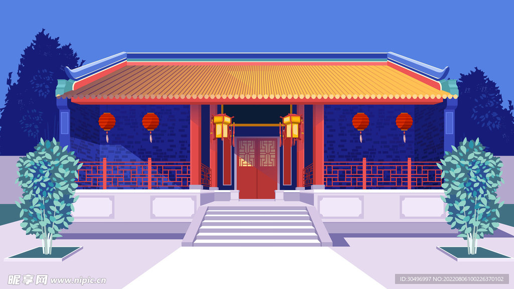 城市地标建筑插画手绘