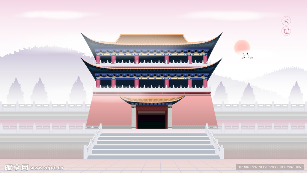 城市地标建筑插画手绘
