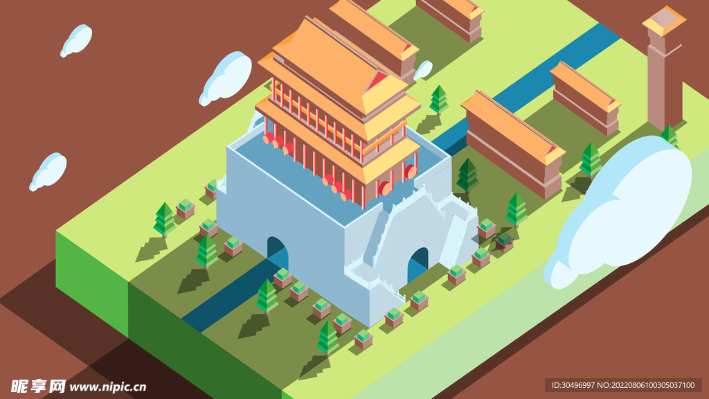 城市地标建筑插画手绘