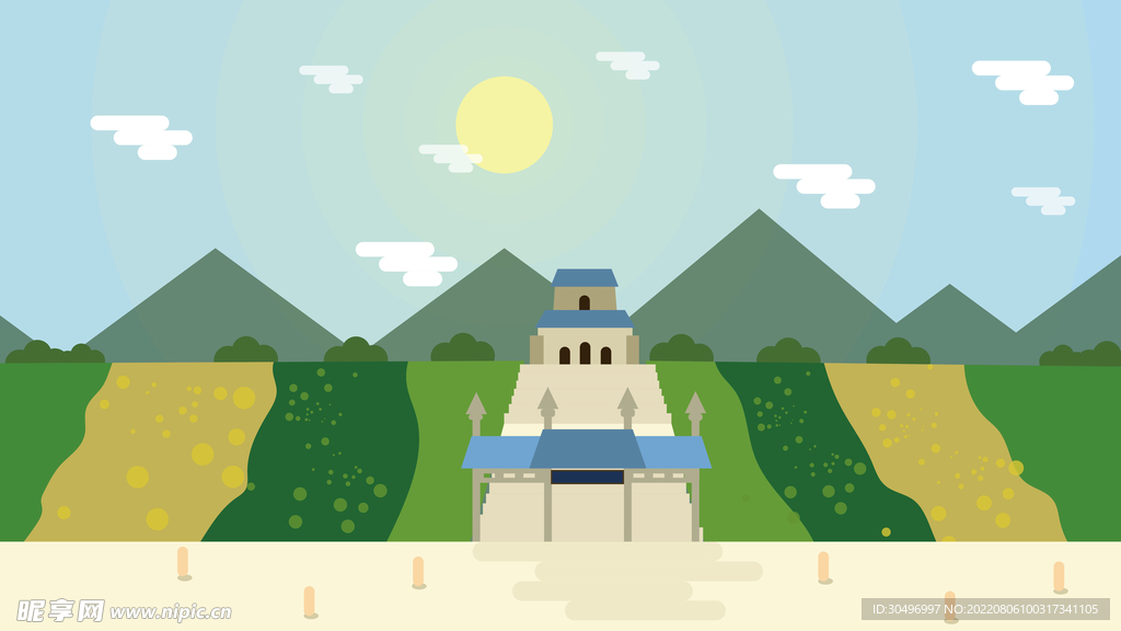 城市地标建筑插画手绘