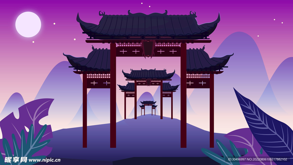 城市地标建筑插画手绘