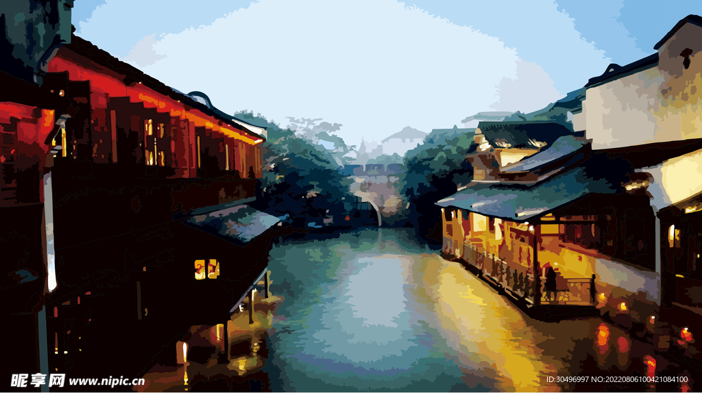 城市地标建筑插画手绘