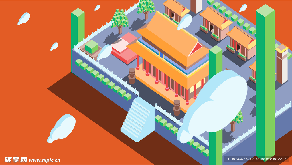 城市地标建筑插画手绘