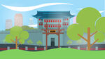 城市地标建筑插画手绘