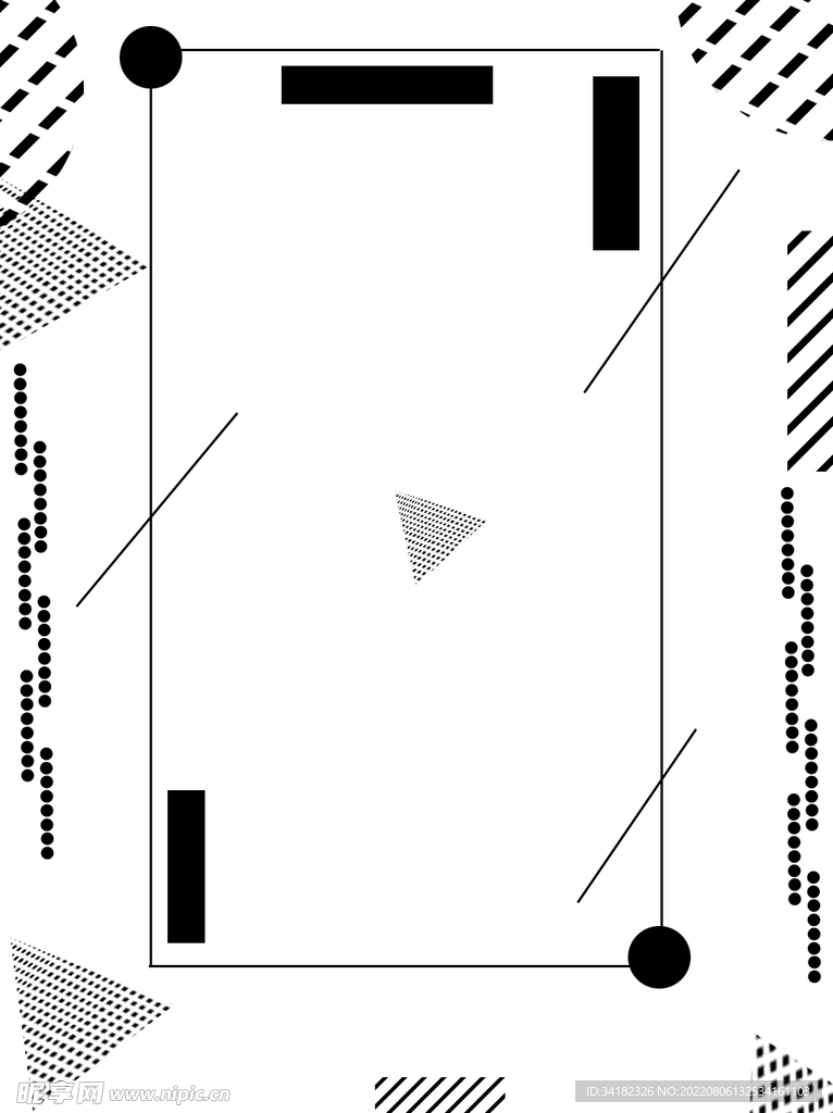 黑白点线孟菲斯几何图案背景