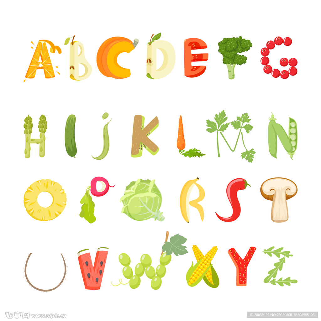  蔬菜水果字母 