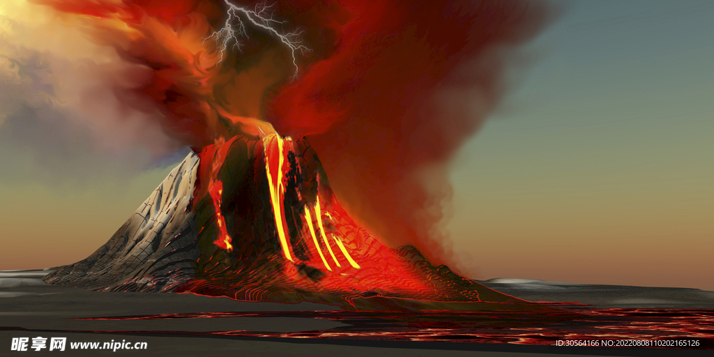 户外火山喷发自然