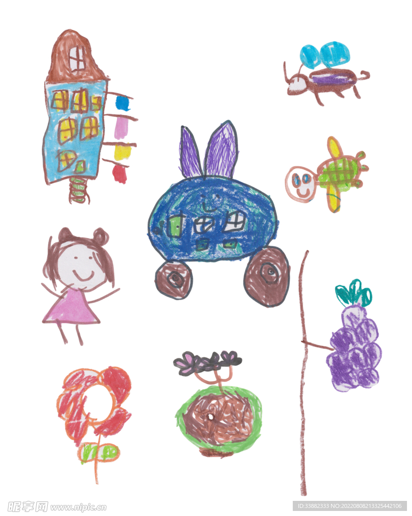 幼儿卡通蜡笔画