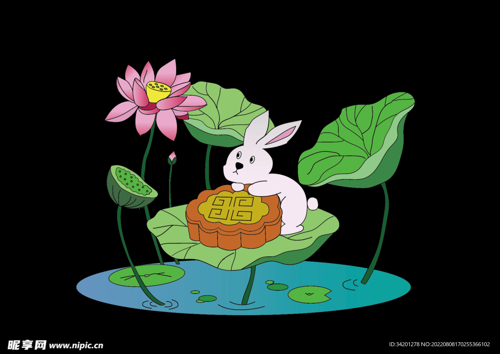 卡通手绘中秋节兔子
