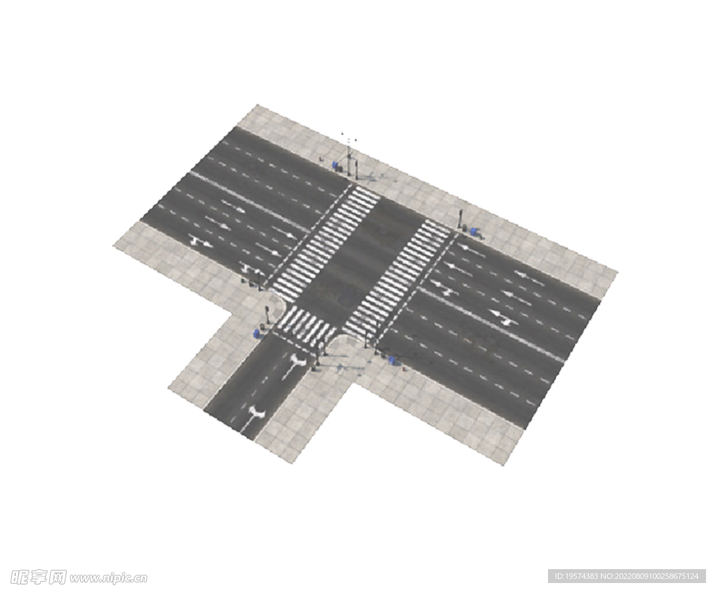 C4D模型马路街道路口