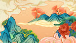 创意山云中国风海报插画背景