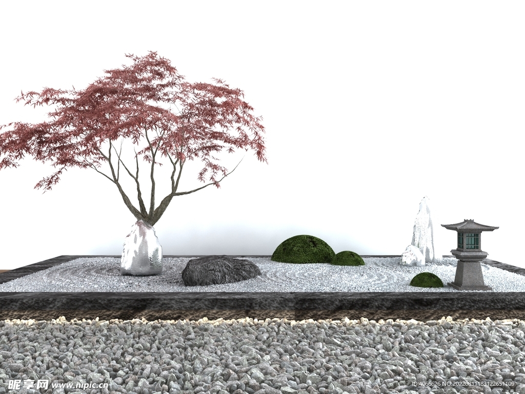 庭院景观小品枯山水石3d模型