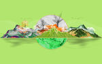 山水湖泊艺术背景墙