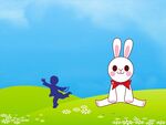 蓝天兔子小孩春天漫画