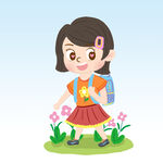  女孩上学 