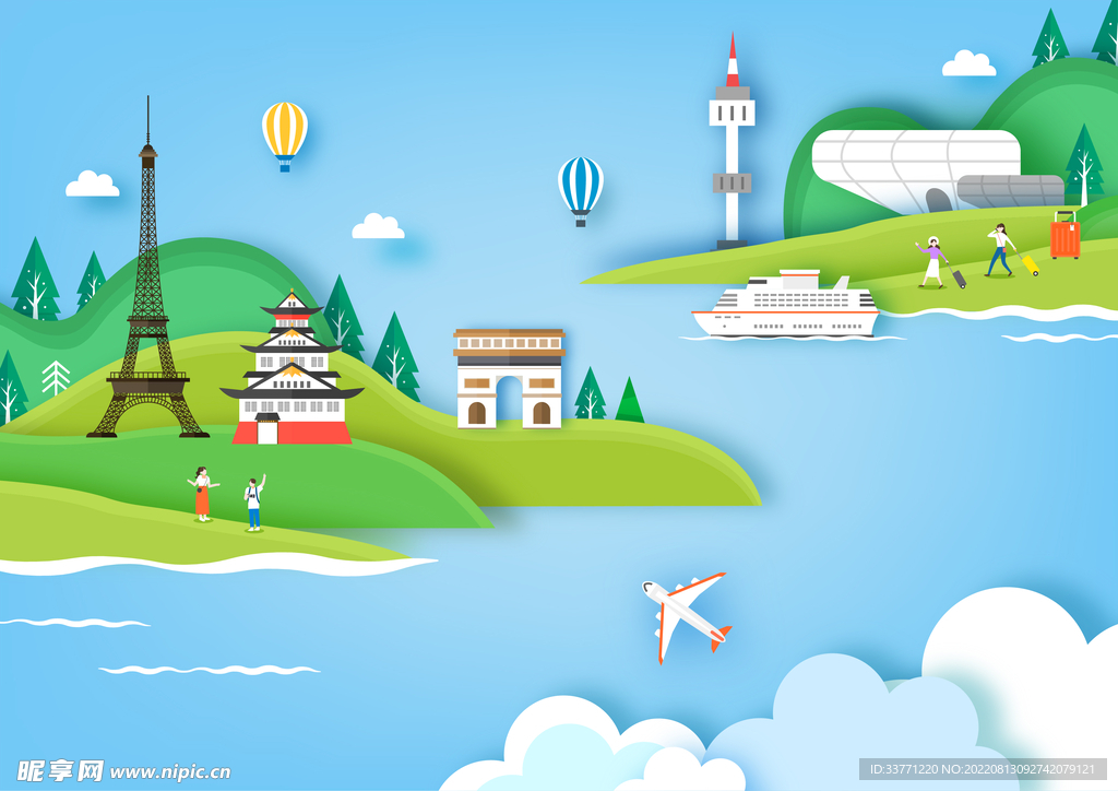 夏天清新建筑背景