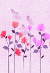水彩花卉花枝蝴蝶艺术挂画装饰画