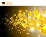 金色正方体背景