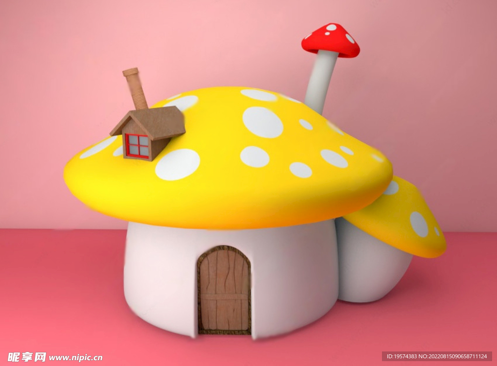 C4D模型卡通蘑菇屋玩具