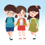  学生上学 